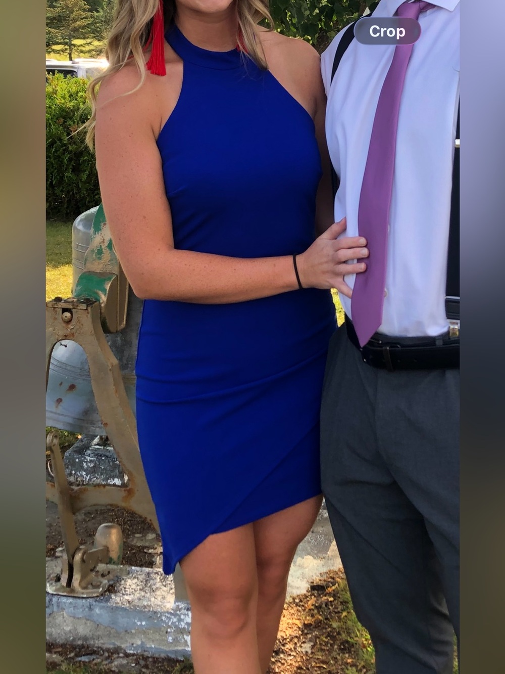 Lulu's Electric Blue Halter Mini Dress
